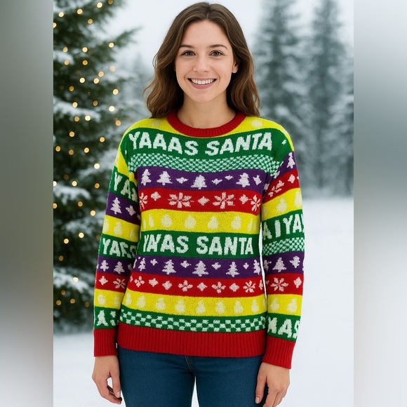 Santa Christmas Sweater
Women's Size M Holiday Pullover Colorful Festive Party - Picture 1 of 14